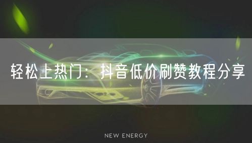 轻松上热门：抖音低价刷赞教程分享
