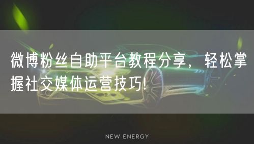 微博粉丝自助平台教程分享，轻松掌握社交媒体运营技巧!
