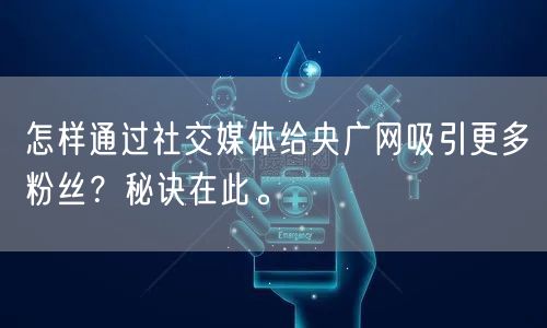 怎样通过社交媒体给央广网吸引更多粉丝?秘诀在此。