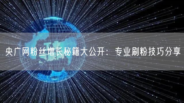 央广网粉丝增长秘籍大公开:专业刷粉技巧分享