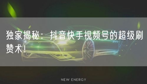 独家揭秘：抖音快手视频号的超级刷赞术！