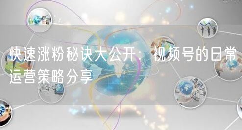 快速涨粉秘诀大公开：视频号的日常运营策略分享