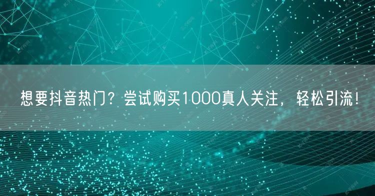 想要抖音热门?尝试购买1000真人关注,轻松引流!