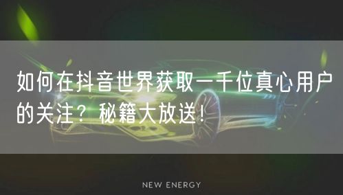 如何在抖音世界获取一千位真心用户的关注?秘籍大放送!