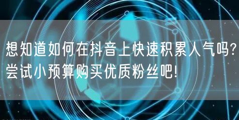 想知道如何在抖音上快速积累人气吗?尝试小预算购买优质粉丝吧!