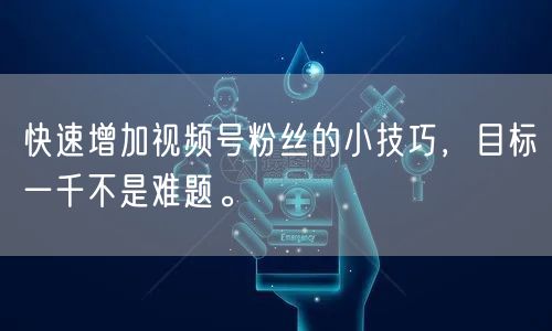 快速增加视频号粉丝的小技巧,目标一千不是难题。