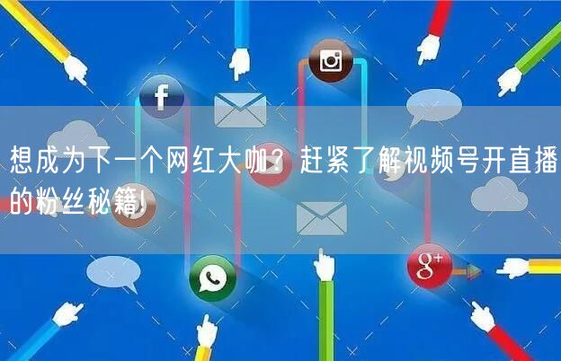 想成为下一个网红大咖?赶紧了解视频号开直播的粉丝秘籍!