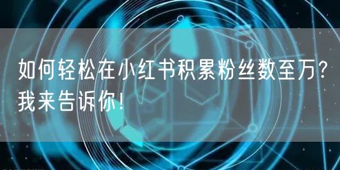 如何轻松在小红书积累粉丝数至万?我来告诉你!
