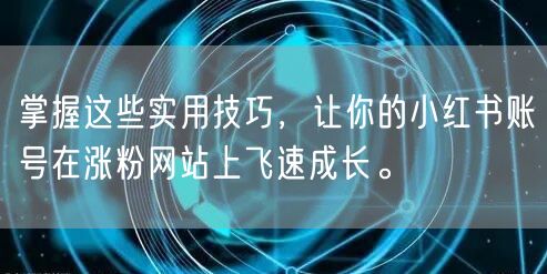 掌握这些实用技巧,让你的小红书账号在涨粉网站上飞速成长。