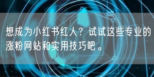 想成为小红书红人?试试这些专业的涨粉网站和实用技巧吧。