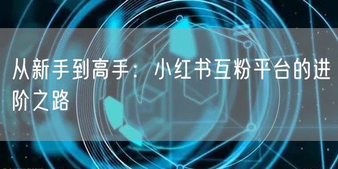 从新手到高手:小红书互粉平台的进阶之路