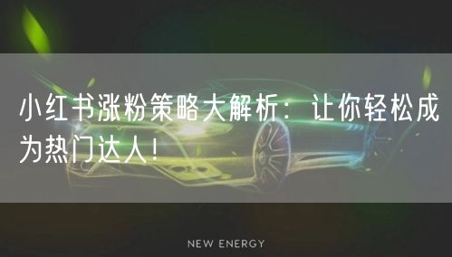 小红书涨粉策略大解析:让你轻松成为热门达人!