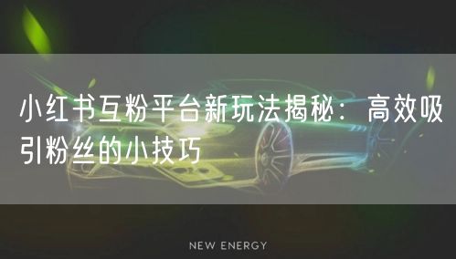 小红书互粉平台新玩法揭秘:高效吸引粉丝的小技巧