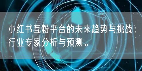小红书互粉平台的未来趋势与挑战:行业专家分析与预测。