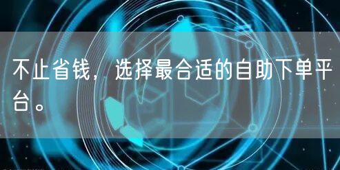 不止省钱,选择最合适的自助下单平台。