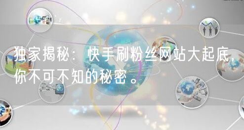 独家揭秘：快手刷粉丝网站大起底，你不可不知的秘密。