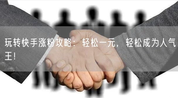 玩转快手涨粉攻略：轻松一元，轻松成为人气王！