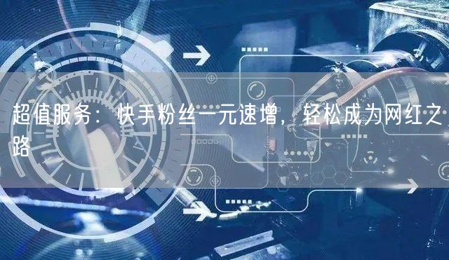 超值服务：快手粉丝一元速增，轻松成为网红之路