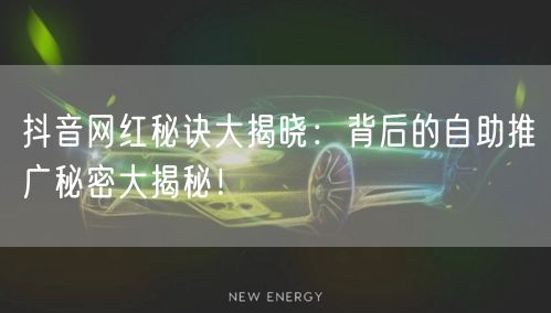 抖音网红秘诀大揭晓：背后的自助推广秘密大揭秘！