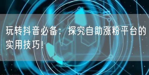 玩转抖音必备:探究自助涨粉平台的实用技巧!