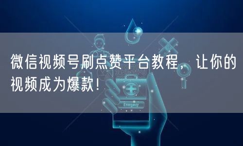 微信视频号刷点赞平台教程,让你的视频成为爆款!