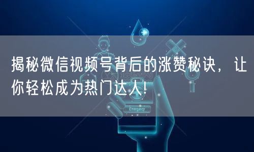 揭秘微信视频号背后的涨赞秘诀,让你轻松成为热门达人!