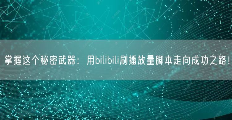 掌握这个秘密武器：用bilibili刷播放量脚本走向成功之路！