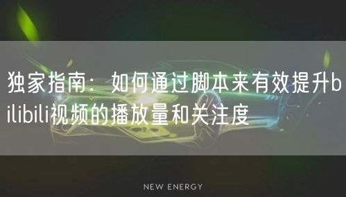 独家指南：如何通过脚本来有效提升bilibili视频的播放量和关注度