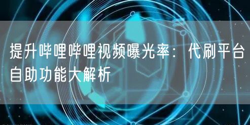 提升哔哩哔哩视频曝光率：代刷平台自助功能大解析