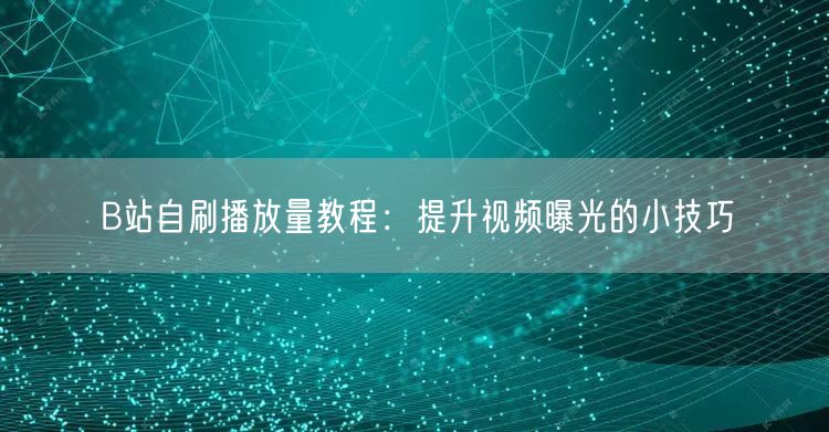 B站自刷播放量教程:提升视频曝光的小技巧
