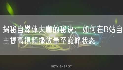 揭秘自媒体大咖的秘诀:如何在B站自主提高视频播放量至巅峰状态