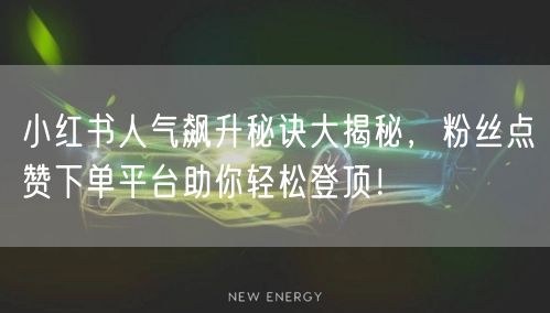小红书人气飙升秘诀大揭秘,粉丝点赞下单平台助你轻松登顶!