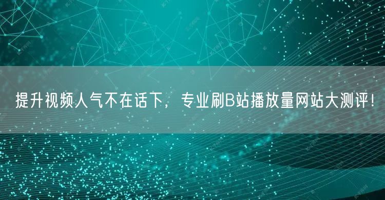 提升视频人气不在话下，专业刷B站播放量网站大测评！