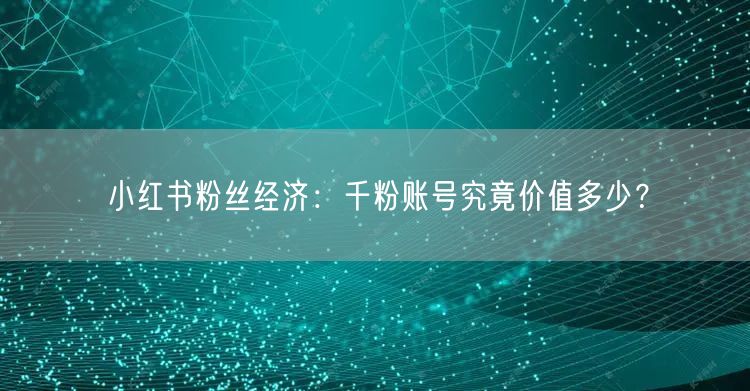 小红书粉丝经济:千粉账号究竟价值多少?