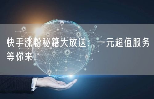 快手涨粉秘籍大放送：一元超值服务等你来！