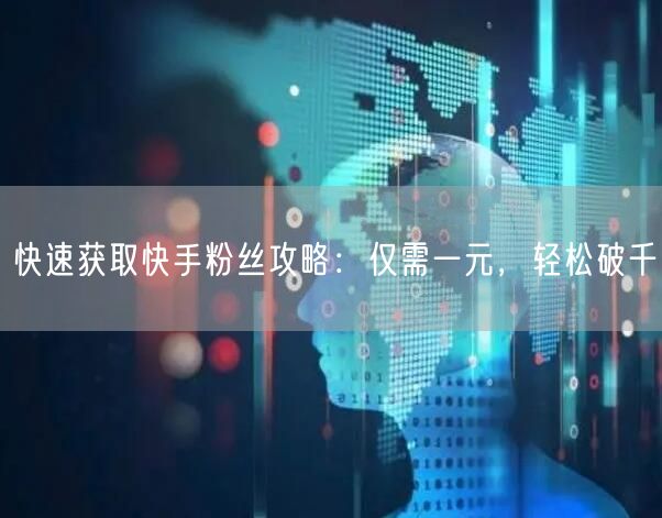 快速获取快手粉丝攻略:仅需一元,轻松破千
