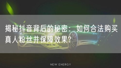 揭秘抖音背后的秘密:如何合法购买真人粉丝并保障效果?