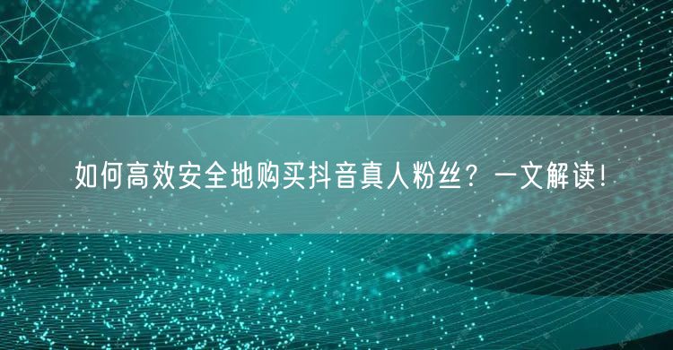 如何高效安全地购买抖音真人粉丝?一文解读!