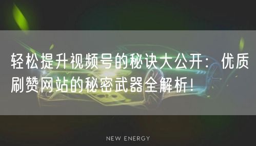 轻松提升视频号的秘诀大公开：优质刷赞网站的秘密武器全解析！