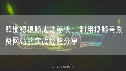 解锁短视频成功秘诀:利用视频号刷赞网站的实战经验分享