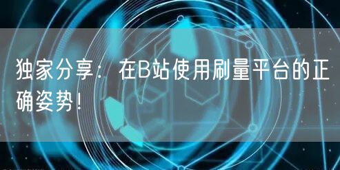 独家分享：在B站使用刷量平台的正确姿势！