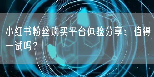 小红书粉丝购买平台体验分享:值得一试吗?
