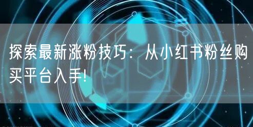 探索最新涨粉技巧:从小红书粉丝购买平台入手!