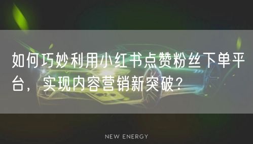 如何巧妙利用小红书点赞粉丝下单平台,实现内容营销新突破?