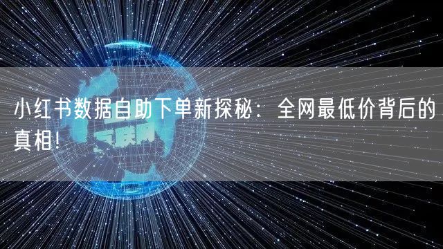 小红书数据自助下单新探秘:全网最低价背后的真相!
