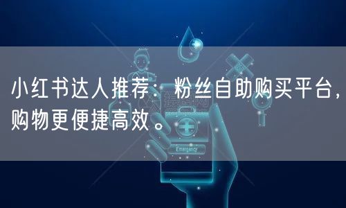 小红书达人推荐:粉丝自助购买平台,购物更便捷高效。