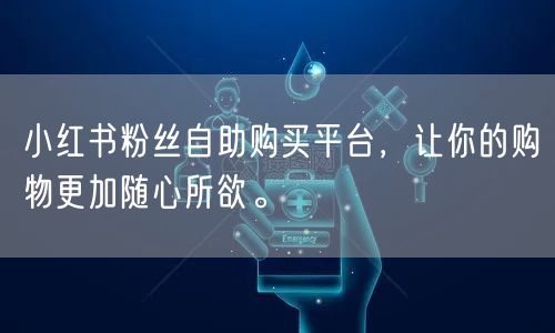 小红书粉丝自助购买平台,让你的购物更加随心所欲。