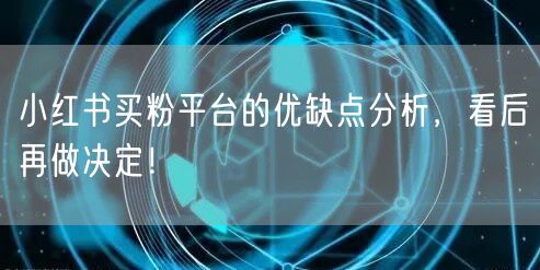 小红书买粉平台的优缺点分析,看后再做决定!