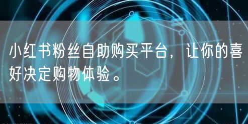 小红书粉丝自助购买平台，让你的喜好决定购物体验。