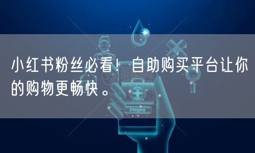 小红书粉丝必看！自助购买平台让你的购物更畅快。